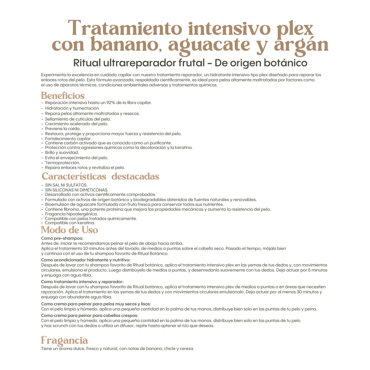 Tratamiento Intensivo Plex con Banana, Aguacate y Argán 400 ml